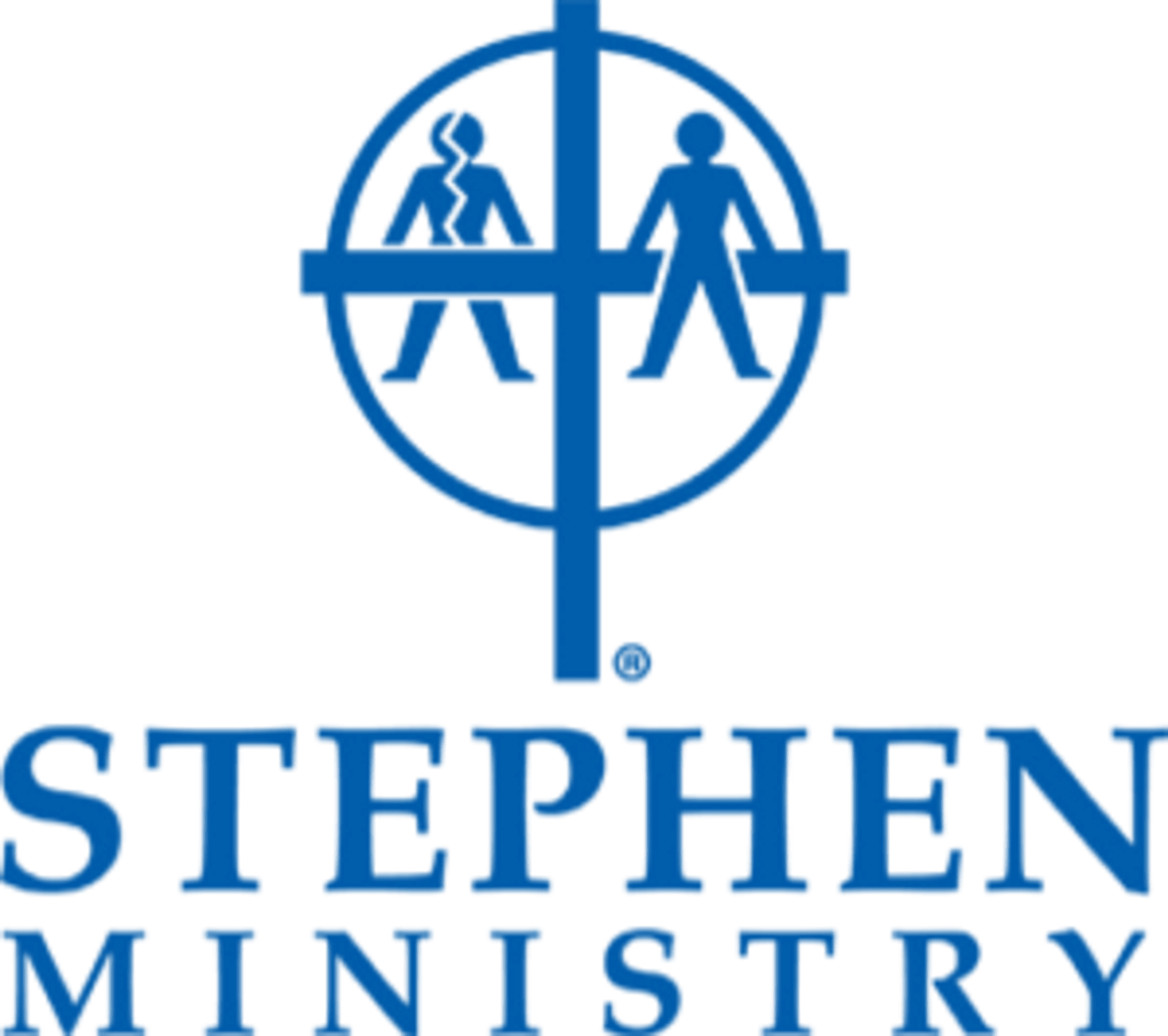 The blue logo for Stephen Ministry, showing a cross with two figures inside a circle, above the words 'Stephen Ministry'.